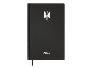 Щоденник датований на 2026 рік, A5, 320 аркушів, тверда бумвінілова обкладинка, чорний