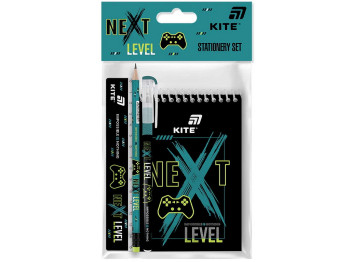 Набор канцелярских принадлежностей Next Level, 4 предмета, блокнот А6, Kite