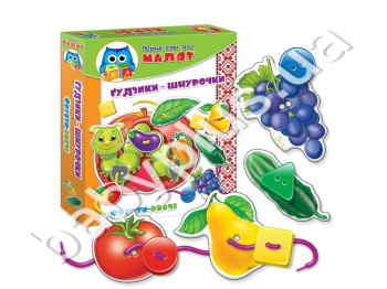 Шнуровка+пуговицы Фрукты-овощи, Vladi Toys