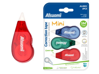 Коректор-стрічка Alsuomi Mini, 5 мм × 5 м, набір 3 шт, різнокольорові