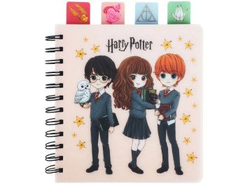 Блокнот с разделителями Harry Potter, 80 листов, клетка, пластиковая обложка, Kite
