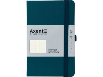 Записная книжка в клетку Partner A5-, 96 листов, твердая малахитовая обложка, Axent