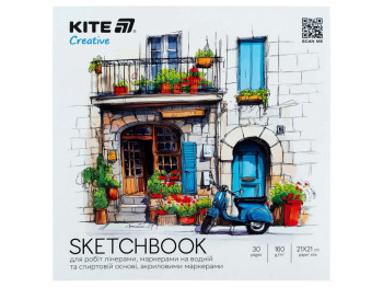 Скетчбук для работ маркерами Kite Creative K-1282, 21х21см, 30 листов