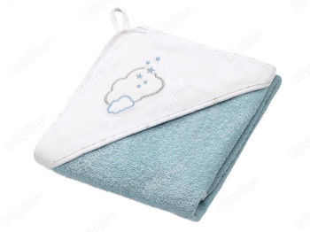 Рушник махровий з капюшоном блакитний Хмаринки 76х76 см . BabyOno 141/09