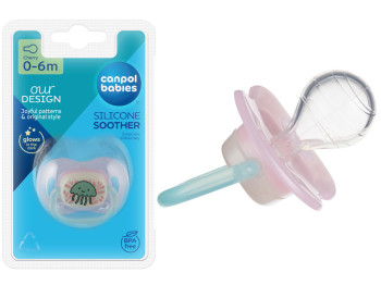 Пустушка силіконова кругла 0-6 міс Love&Sea - рожева, Canpol babies 34/900_pin