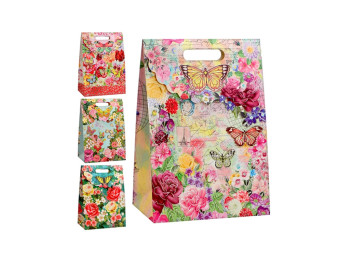 Пакет-сумка подарочная бумажная S Shining flowers 19х26,5х9 см, YM01038-S