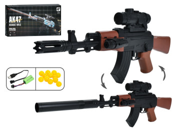 Игрушечный автомат AK47 с лазерным прицелом и пластиковыми пульками, 67 см, USB зарядное