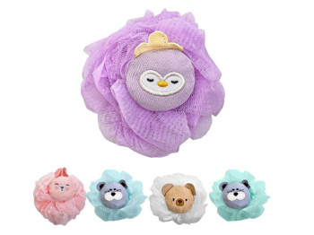 Мочалка-бант дитяча Animals 30 г, з іграшкою, 5 видів (ціна за 1шт), R90469