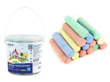 Мел цветной Jumbo 15 шт, в ведерке Classic, Kite