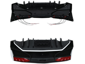 Бампер задній НЕ фарбований білий до машини M 5738. M 5738-REAR BUMPER WHITE
