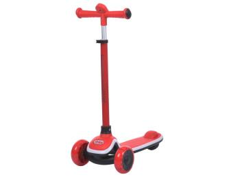 Дитячий триколісний самокат iTrike 5566-red Maxi-big, світло, регулююча висота керма, ПУ-колеса