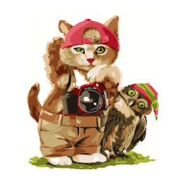 Набор для росписи по номерам Кот-фотограф 30х40 см, Strateg
