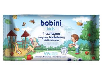 Влажная туалетная бумага для детей с ароматом клубники Bobini Kids, 50 шт