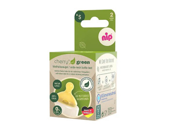 Соска кругла Cherry Green S, латекс, від 0+, S, повільний потік, 2шт, Nip