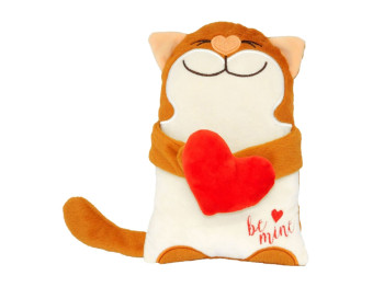 Подушка игрушка Котик Be Mine ПД-0350, 25 см, с сердечком, Tigres