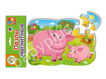 Магнитные пазлы Свинья и поросенок, 12 элементов А5, Vladi Toys