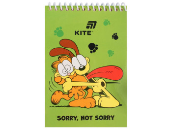 Блокнот на спирали нелинированный Kite Garfield A6, 48 л., белая бумага, Kite