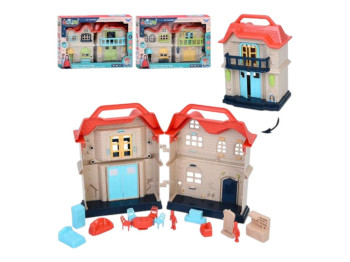 Домик для кукол 1393, 29x21x6 см, с мебелью и фигурками, BabyToys