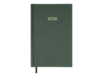 Щоденник датований на 2026 рік, A5, 320 аркушів, тверда бумвінілова обкладинка, зелений