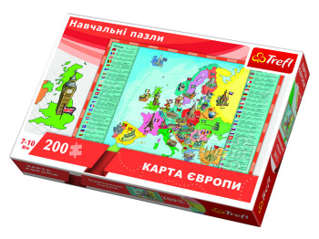Пазли навчальні Карта Європи, Українська версія, 200 елементів, Trefl