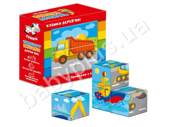 Деревянные кубики Транспорт, Vladi Toys