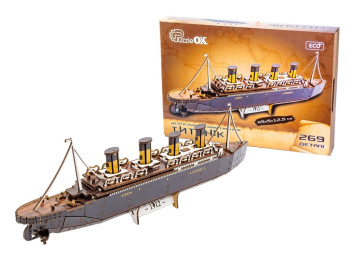 Деревянный 3D конструктор Титаник, 269 деталей, PuzzleOK Puz-00938