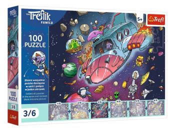 Пазли Trefl UFT Treflik Family Лофі в ракеті, 100 елементів