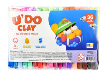 Набір для творчості повітряна маса U’DO Clay, 36 кольорів, брикет 6 грам, Strateg