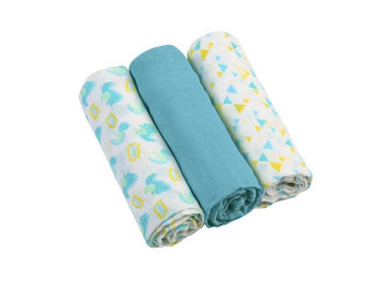 Пелюшки муслинові бавовняні голубі 3 шт. 70х70 см. BabyOno 348/03