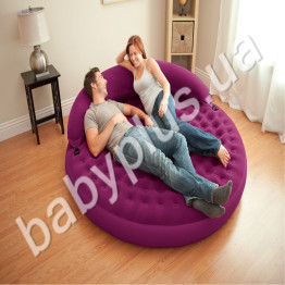 Велюр кровать круглая со съёмным изголовьем Intex 68881