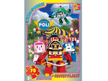 Пазлы картонные Робокар Полли, 70 элементов, G-Toys RR067434