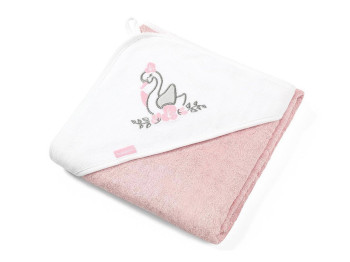 Рушник бамбуковий з капюшоном рожевий Лебідь 85х85 см. BabyOno 343/04