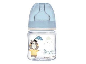Пляшка антиколікова з широким отвором 120 мл PP Easystart Bonjour Paris синя. Canpol Babies 35/231