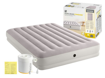 Надувной матрас Intex 64179, USB 5В, 2A, внешний насос, 203×152×30см, цвет серый