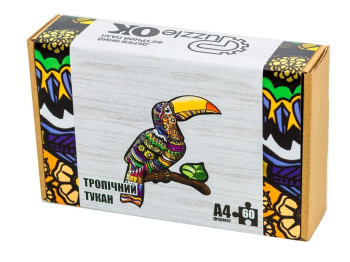 Фигурный деревянный пазл Тропический Тукан A4, в картонной упаковке, PuzzleOk