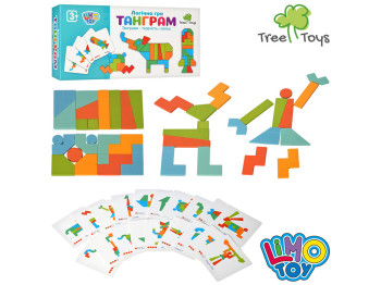 Пазли дерев'яні логічні Tangram MD 2447, з картками завдань, Tree Toys