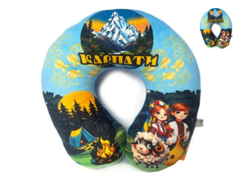 Подушка підголівник принт Карпати, 32 см, для шиї, Копиця