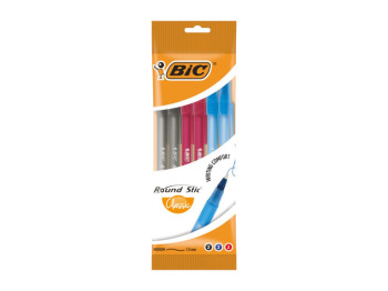 Ручки шариковые BIC Round Stic 1 мм, набор 6 шт ассорти, bc929071, BIC