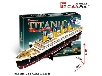 3D пазл конструктор Titanic, 45 см, объемная модель, Cubic Fun