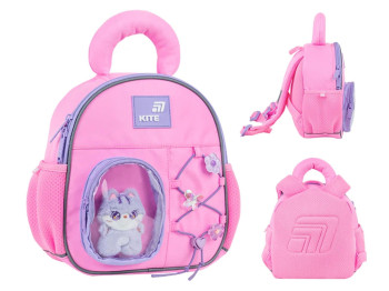 Рюкзак дитячий Kite Kids Cat&Fun K26-2737XXS-1, з плюшевою іграшкою