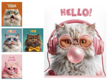 Зошит у лінію Cat's portraits Star 036-3631L 36 арк., УФ-лак, 5 видів (ціна за 1шт), Школярик