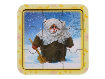 Пазл в рамке Котик-3, 11×11 см, деревянный, Ubumblesbees