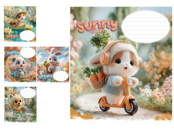 Зошит учнівський у клітинку Sunny Rider, 12 аркушів, 5 видів (ціна за 1шт),Школярик