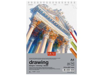 Блок для рисования на пружине Muse A4, 30 л., 150 г/м2, Школярик