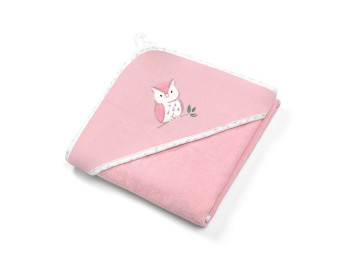 Рушник велюровий з капюшоном рожевий Сова 100х100 см. BabyOno 540/03