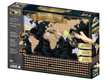 3D пазл карта мира 1000 деталей, 68.6 см, со скретч-слоем, 62010