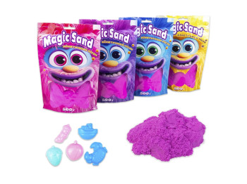Кинетический песок Magic Sand фиолетовый в пакете, 0,5 кг, для лепки, Strateg