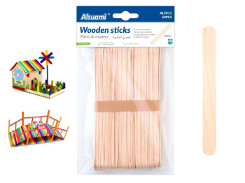 Палички дерев'яні для творчості Wooden Sticks, 150 мм, набір 50 шт, Alsumi