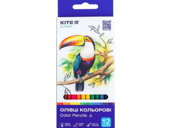 Карандаши цветные трехгранные Classic 12 шт, Kite