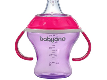 Поїлка непроливайка з м'яким носиком Рожевий Natural nursing 180 мл. BabyOno 1456/02